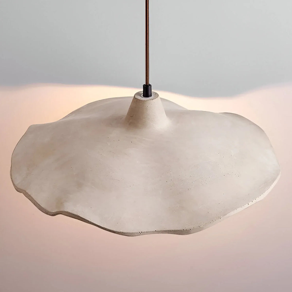 Pendant Light with Sculpted Cement Flower Design and Soft Ambient Glow