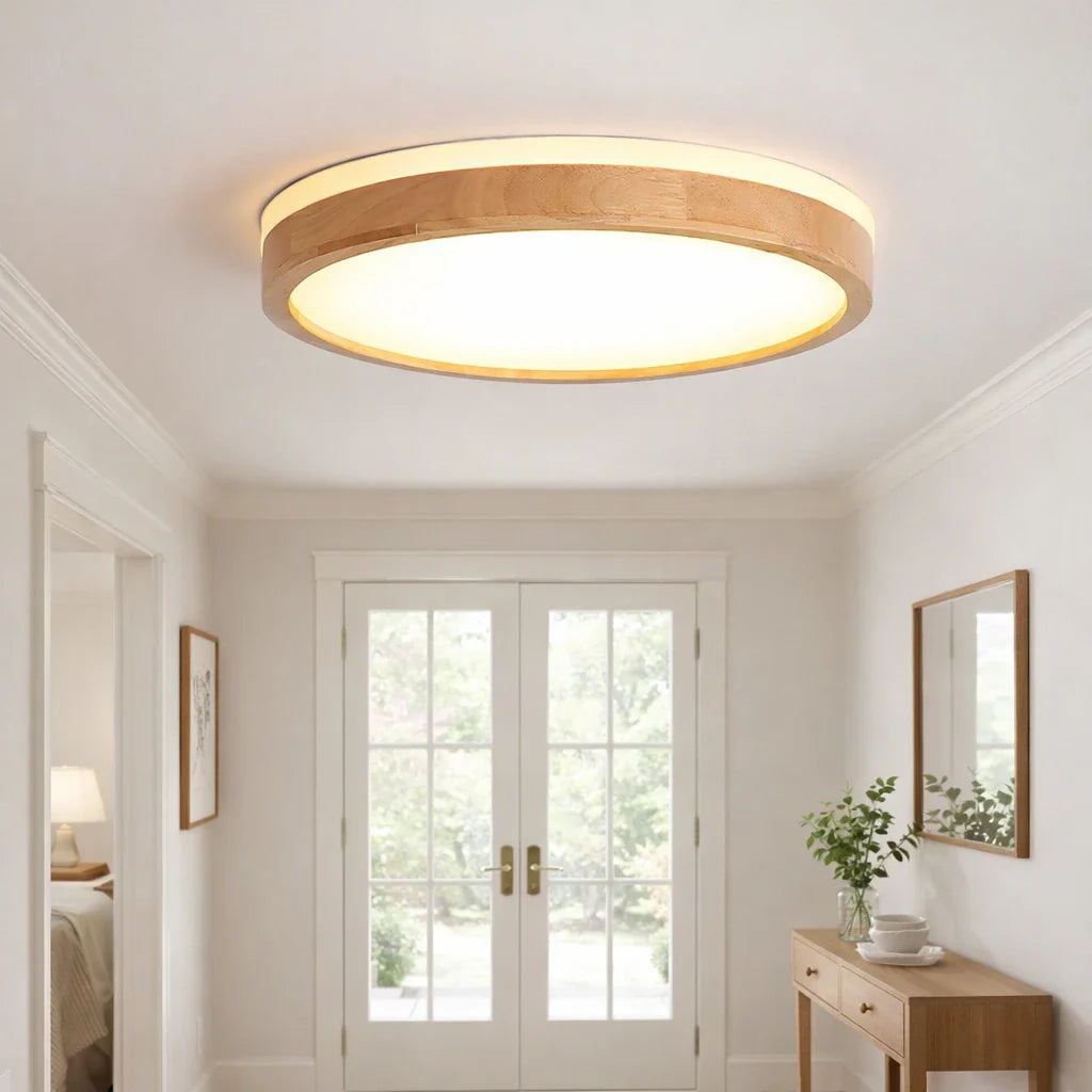 Orin nordische dimmbare LED-Deckenleuchte mit Holzdetail