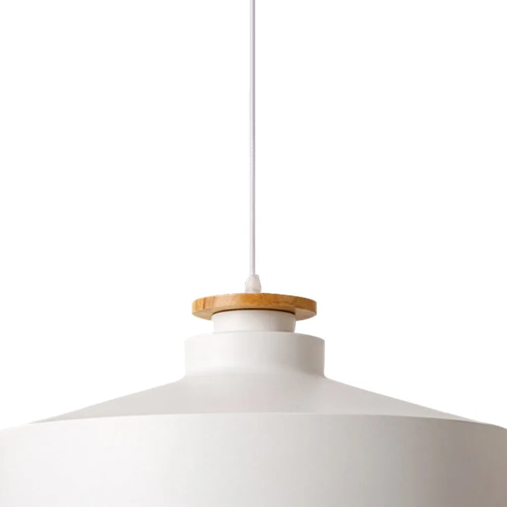 Pendant Light with Wood Accent and Metal Dome Shade for Dining Kitchen Island