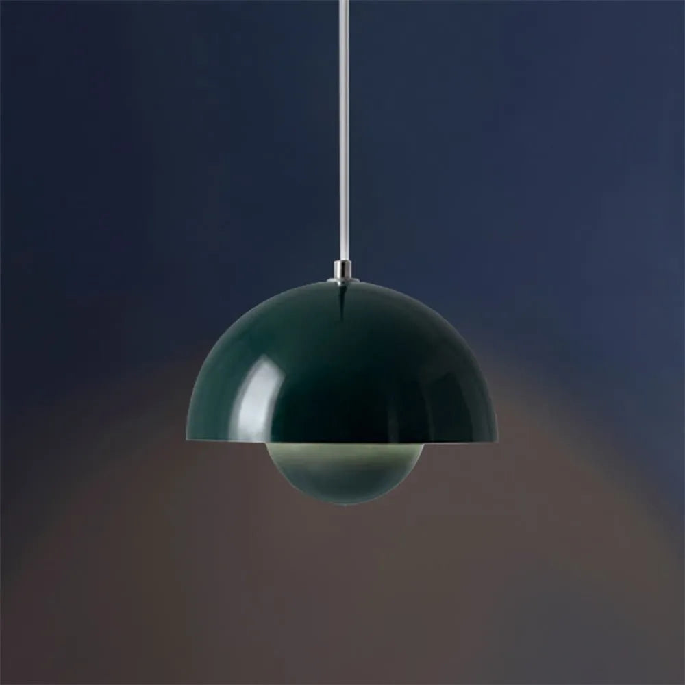 Pendant Light with Adjustable Cable and Mushroom-Inspired Metal Design