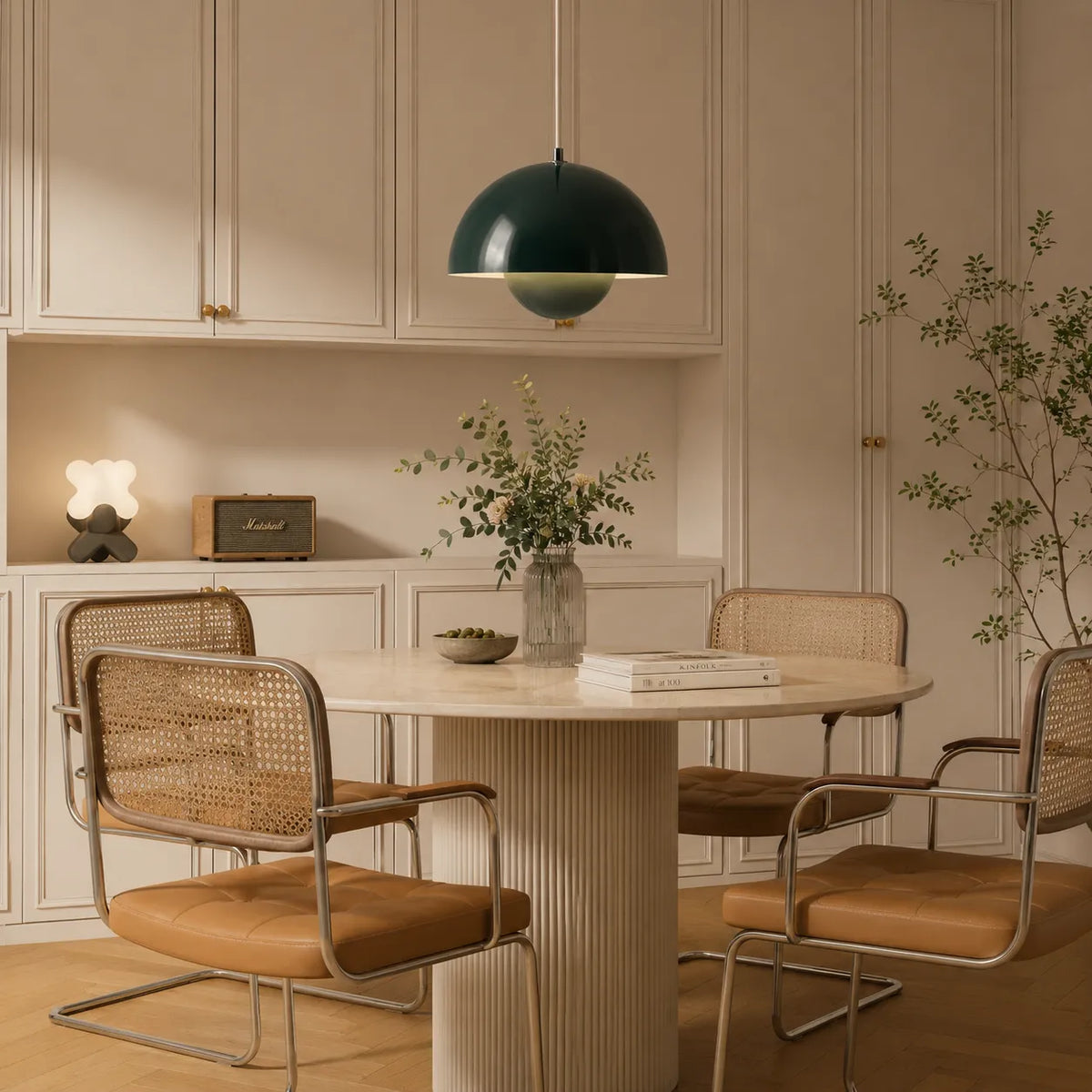 Pendant Light with Adjustable Cable and Mushroom-Inspired Metal Design