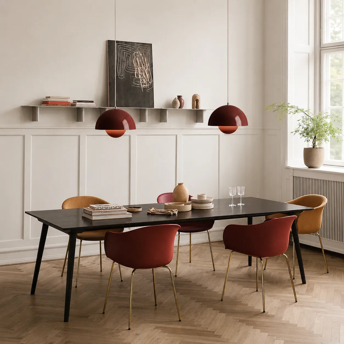 Pendant Light with Adjustable Cable and Mushroom-Inspired Metal Design