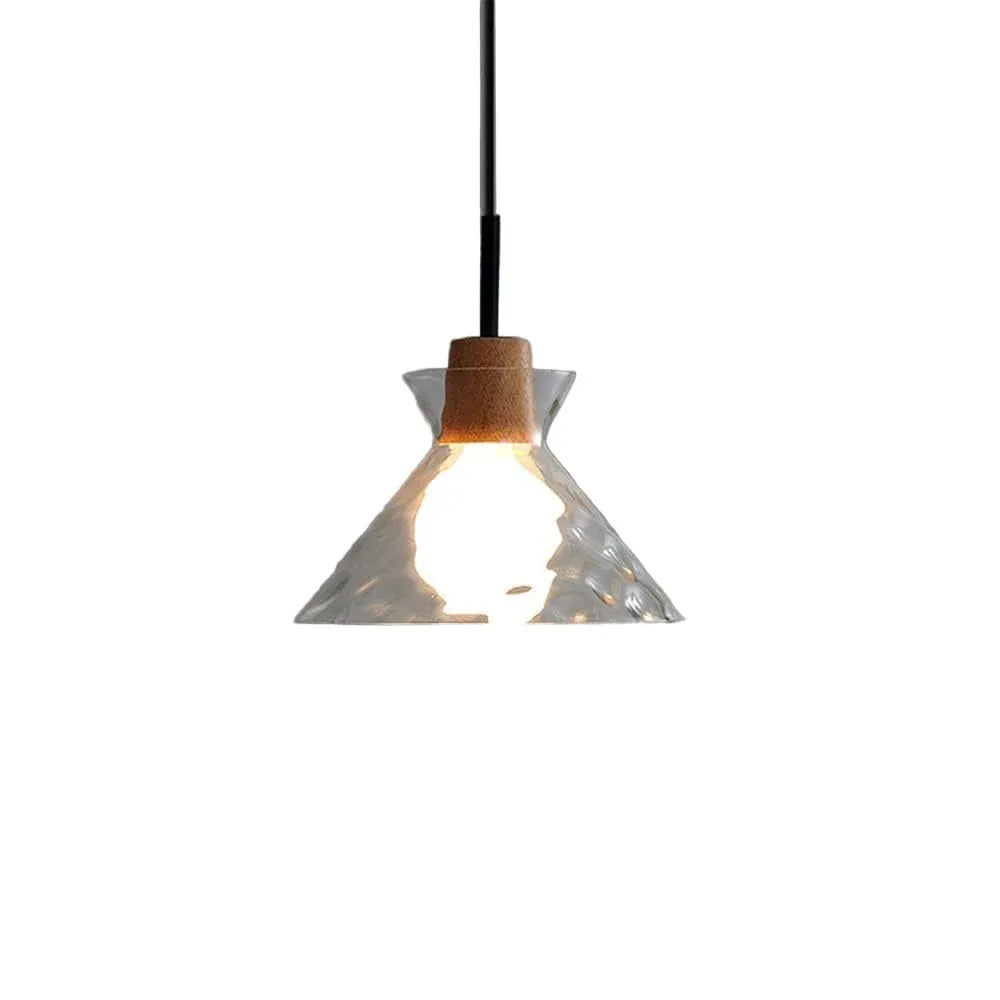Pendelleuchte mit klarer Glaskuppel und Holzakzent für Wohnzimmer, Esszimmer und Küche