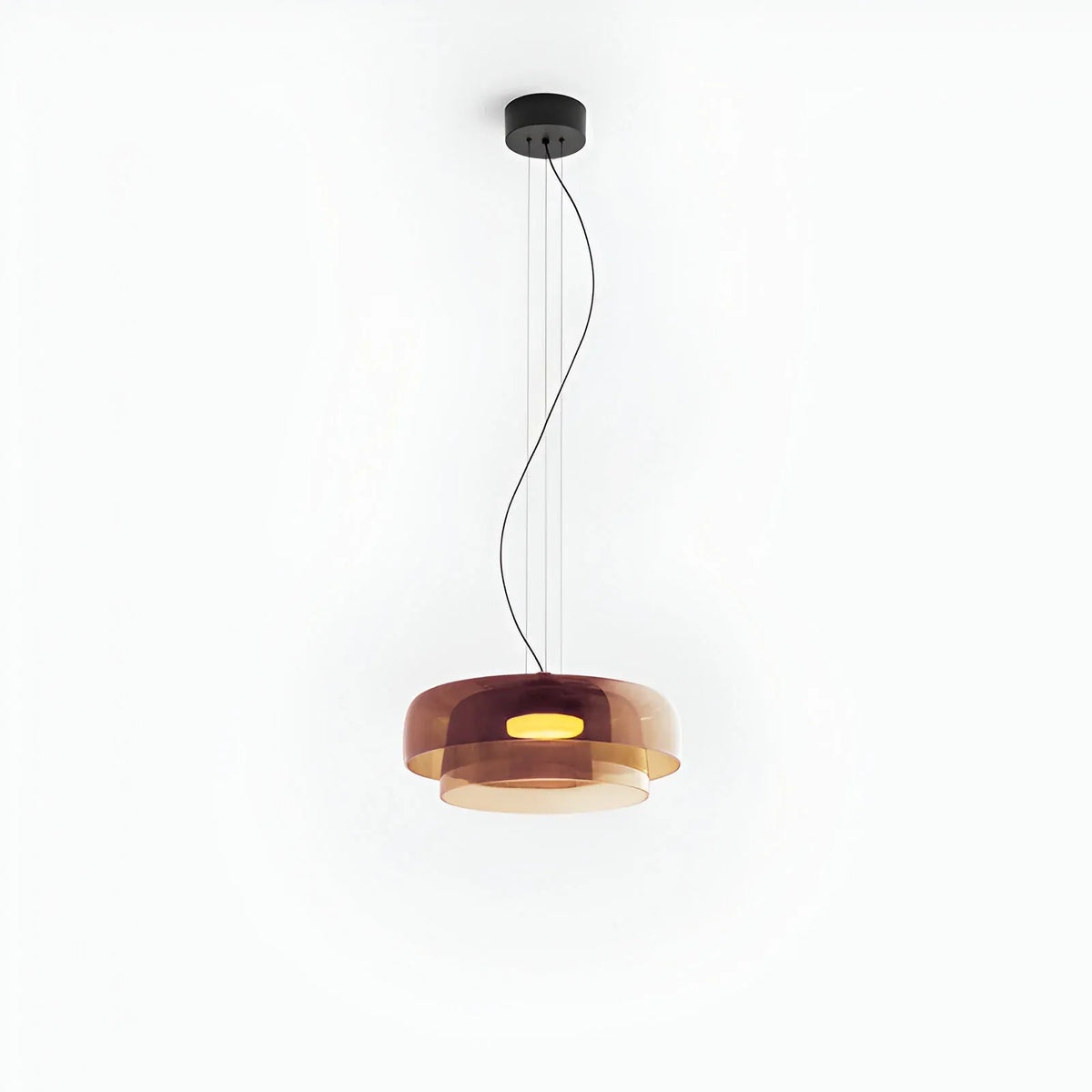Pendant Light with Layered Sculptural Glass and Soft Diffused Illumination