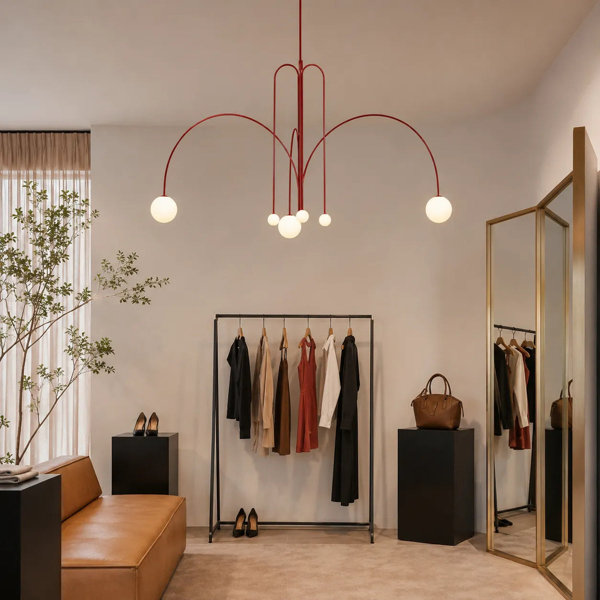Pendelleuchte mit mundgeblasenem Glasschirm und Metallrahmen für Ess- und Wohnzimmer