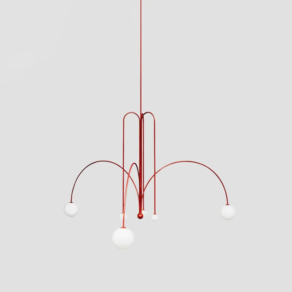 Pendelleuchte mit mundgeblasenem Glasschirm und Metallrahmen für Ess- und Wohnzimmer