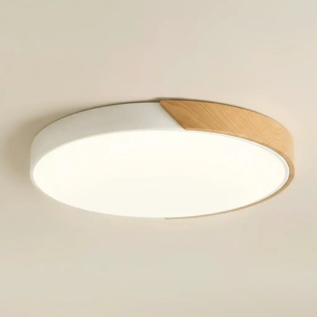 Plafón LED con diseño de perfil bajo y detalles de madera para dormitorio y pasillo