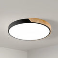 Plafón LED con diseño de perfil bajo y detalles de madera para dormitorio y pasillo