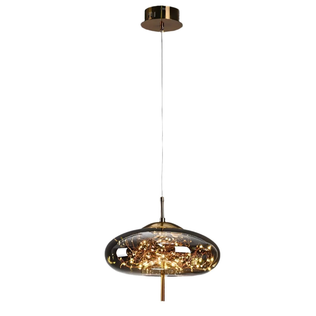 Pendelleuchte mit skulpturalen Glasformen und höhenverstellbarer Aufhängung für moderne Esszimmer