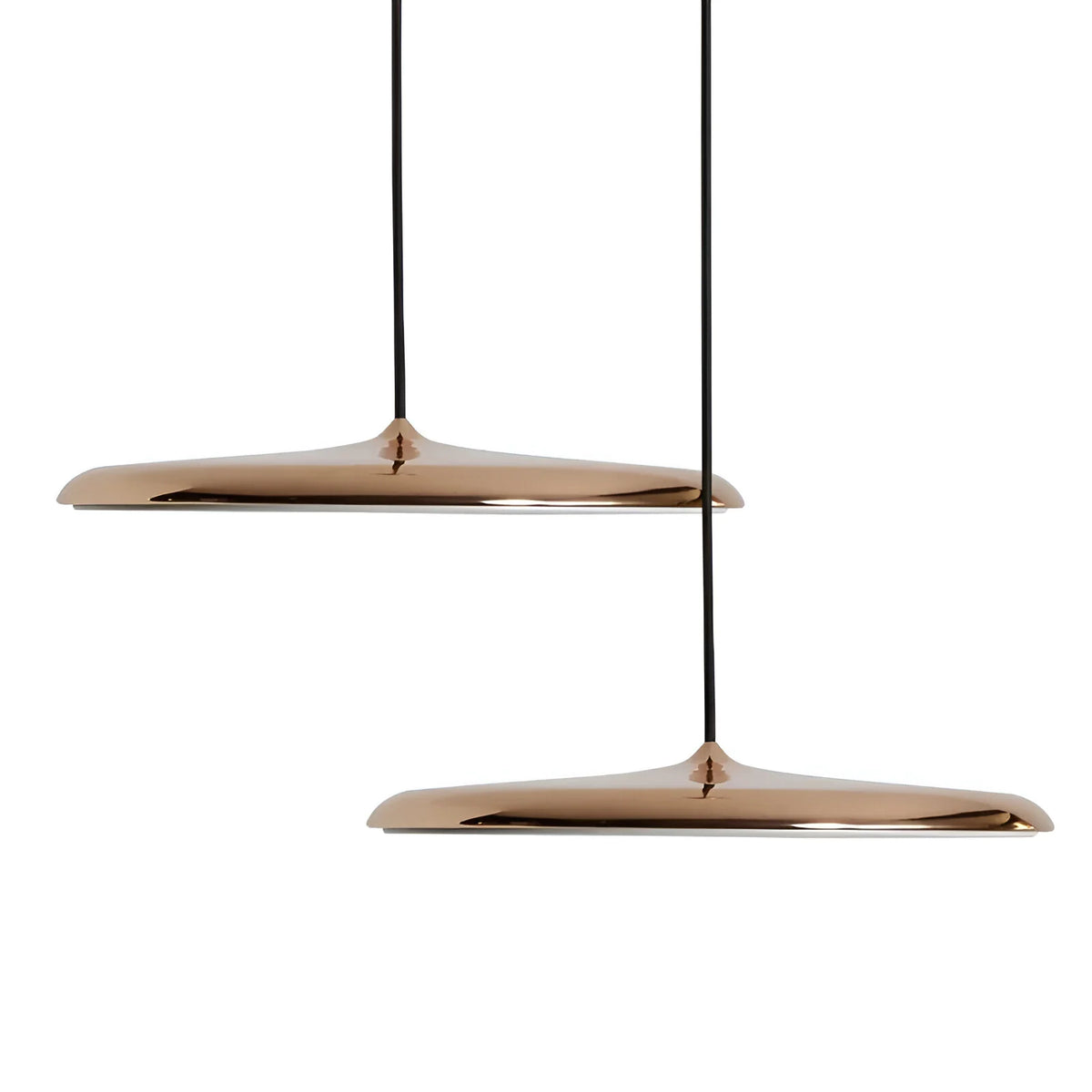 LED Pendant Lights with Modern Metallic Disc Design and Integrated Downward Lighting