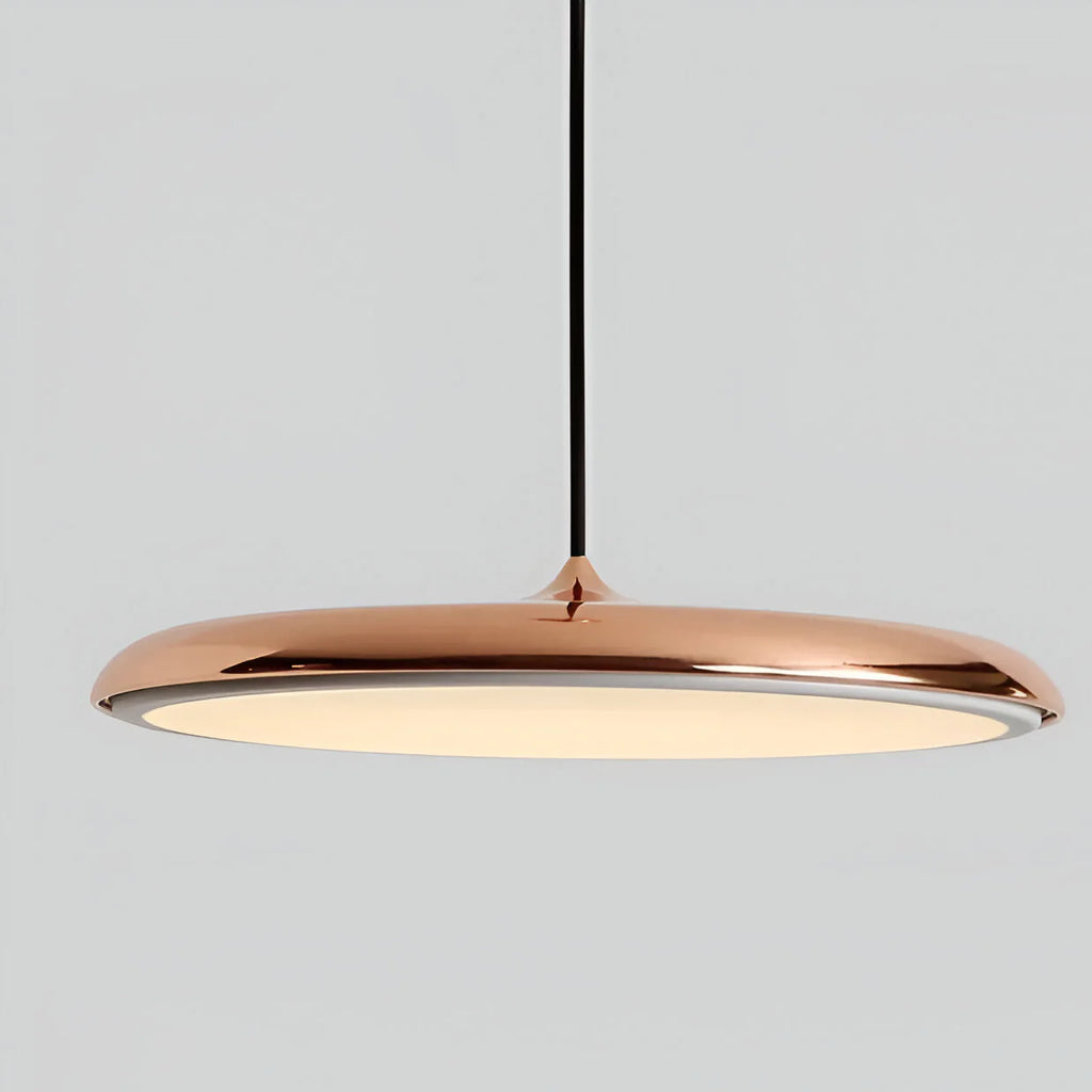 LED Pendant Lights with Modern Metallic Disc Design and Integrated Downward Lighting