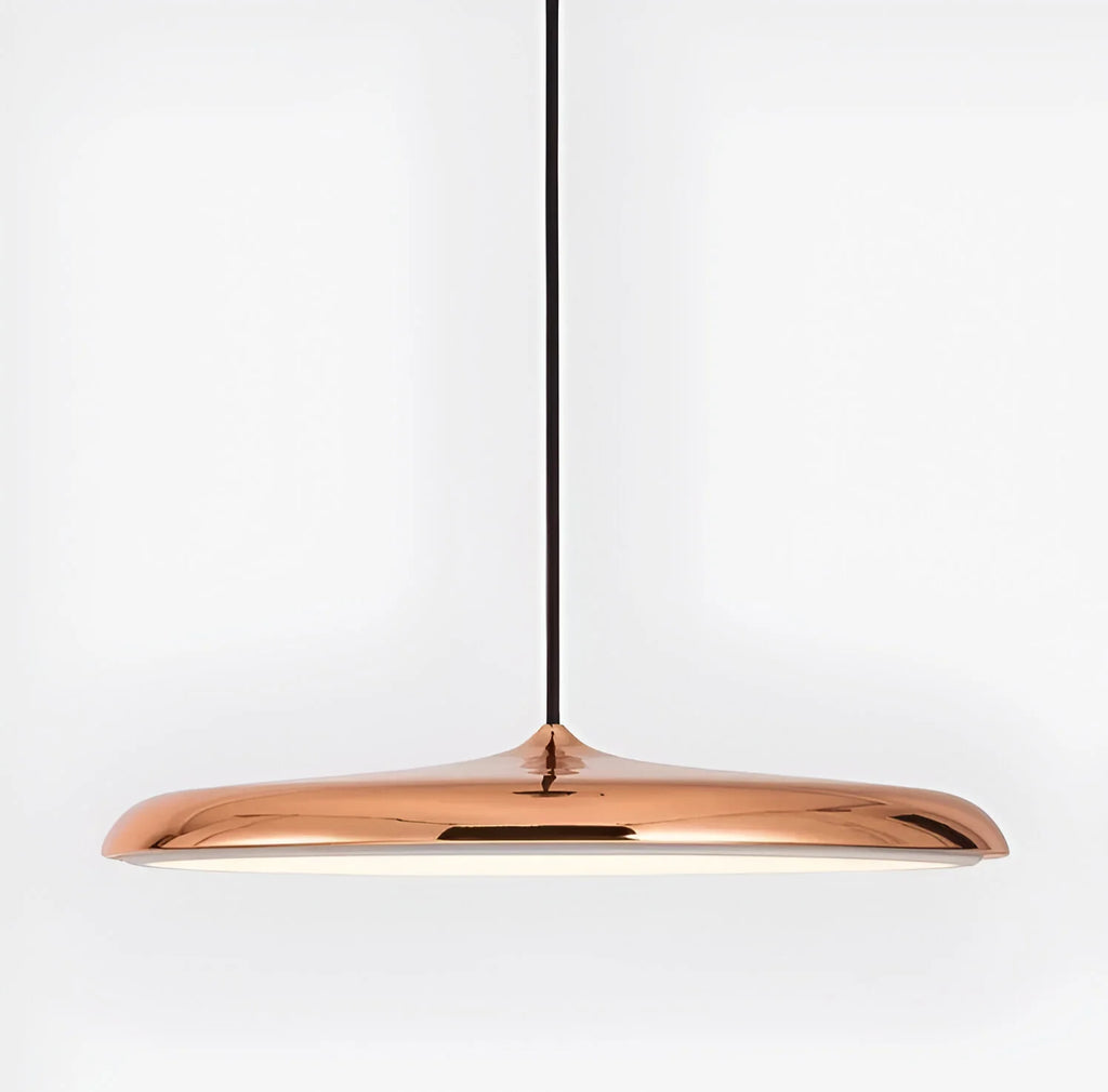 LED Pendant Lights with Modern Metallic Disc Design and Integrated Downward Lighting