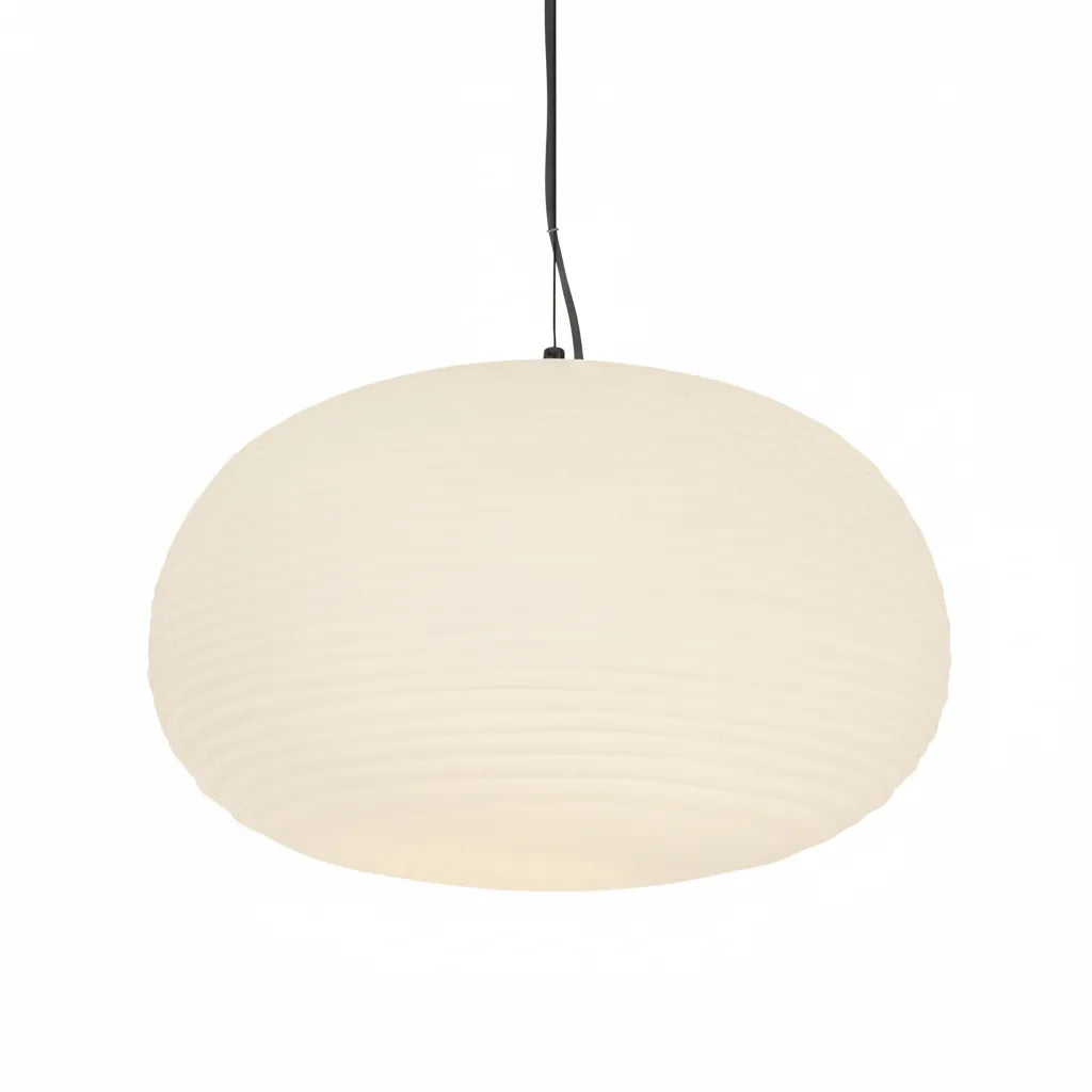 Pendant Light with Ribbed Opal Glass and Adjustable Suspension