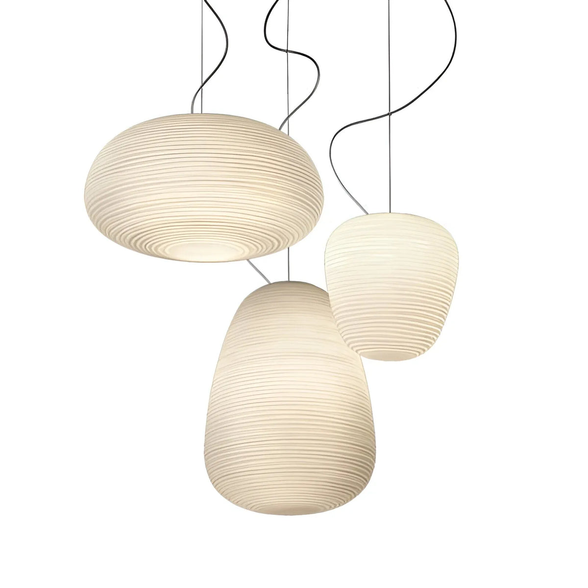 Pendant Light with Ribbed Opal Glass and Adjustable Suspension