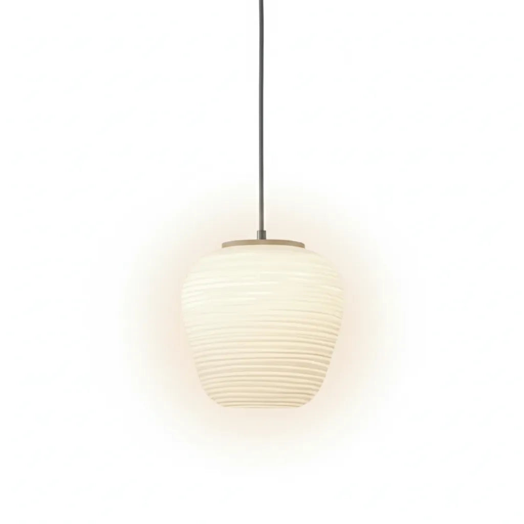Pendant Light with Ribbed Opal Glass and Adjustable Suspension
