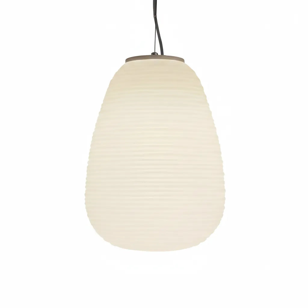 Pendant Light with Ribbed Opal Glass and Adjustable Suspension