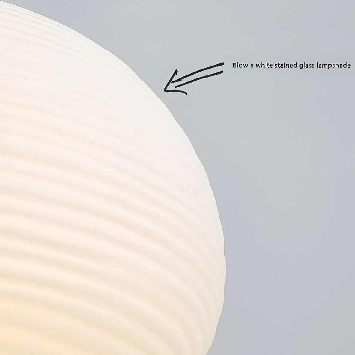 Pendant Light with Ribbed Opal Glass and Adjustable Suspension