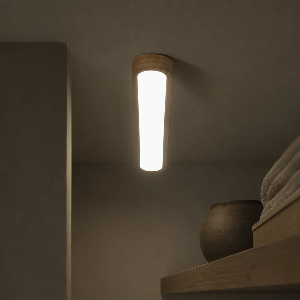 LED Ceiling Light Fixture with Linear Wood Accent for Bedroom Living Room Dining Kitchen