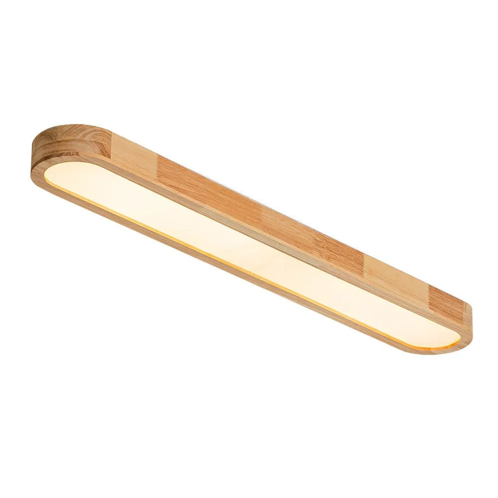 LED Ceiling Light Fixture with Linear Wood Accent for Bedroom Living Room Dining Kitchen