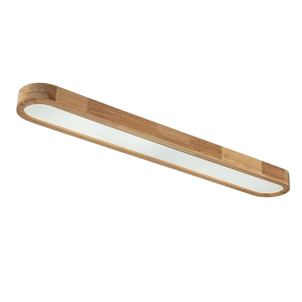 LED Ceiling Light Fixture with Linear Wood Accent for Bedroom Living Room Dining Kitchen
