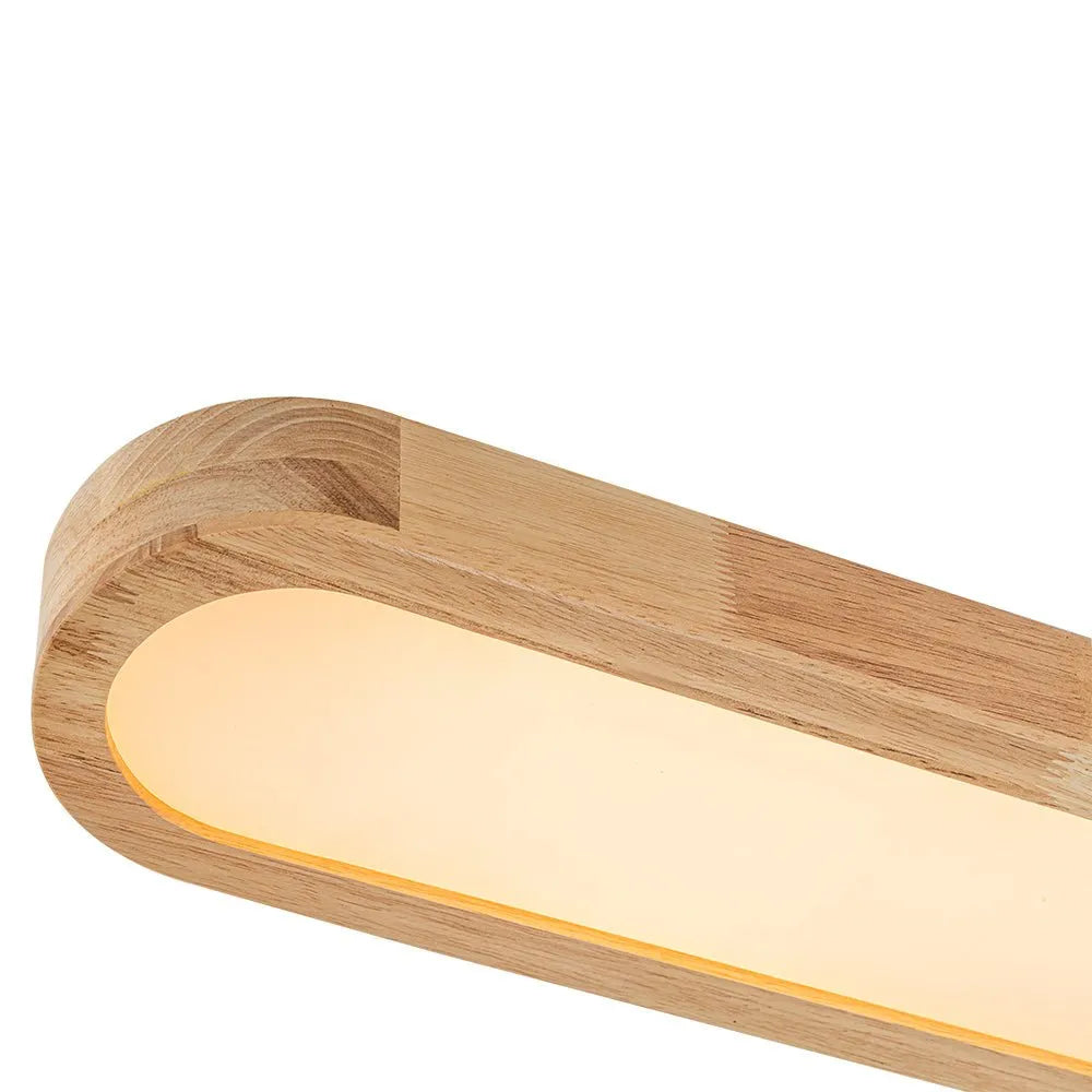LED Ceiling Light Fixture with Linear Wood Accent for Bedroom Living Room Dining Kitchen