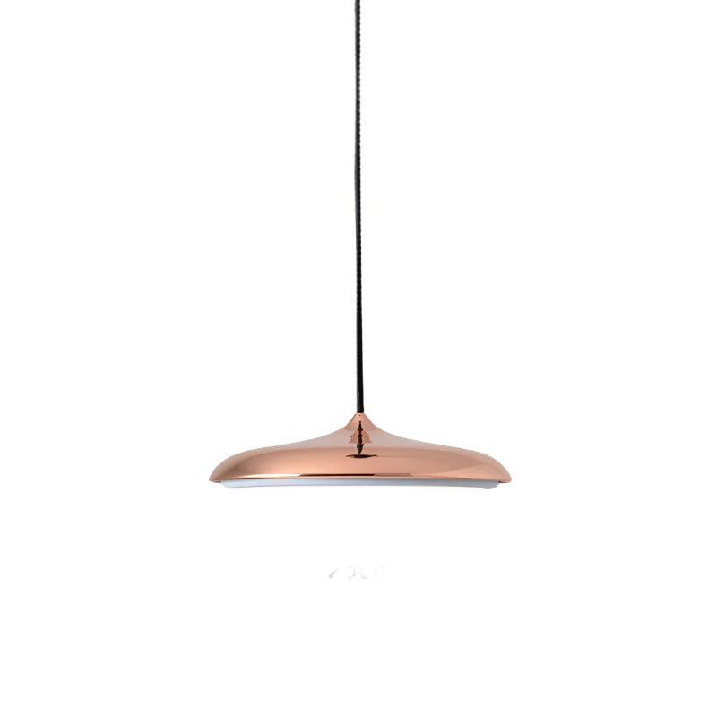 LED Pendant Lights with Modern Metallic Disc Design and Integrated Downward Lighting