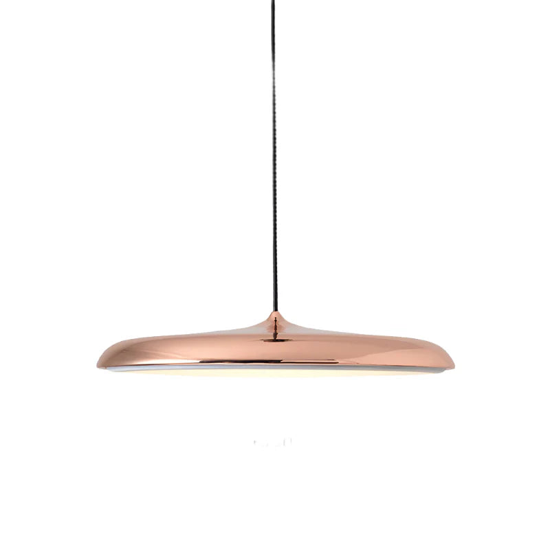 LED Pendant Lights with Modern Metallic Disc Design and Integrated Downward Lighting