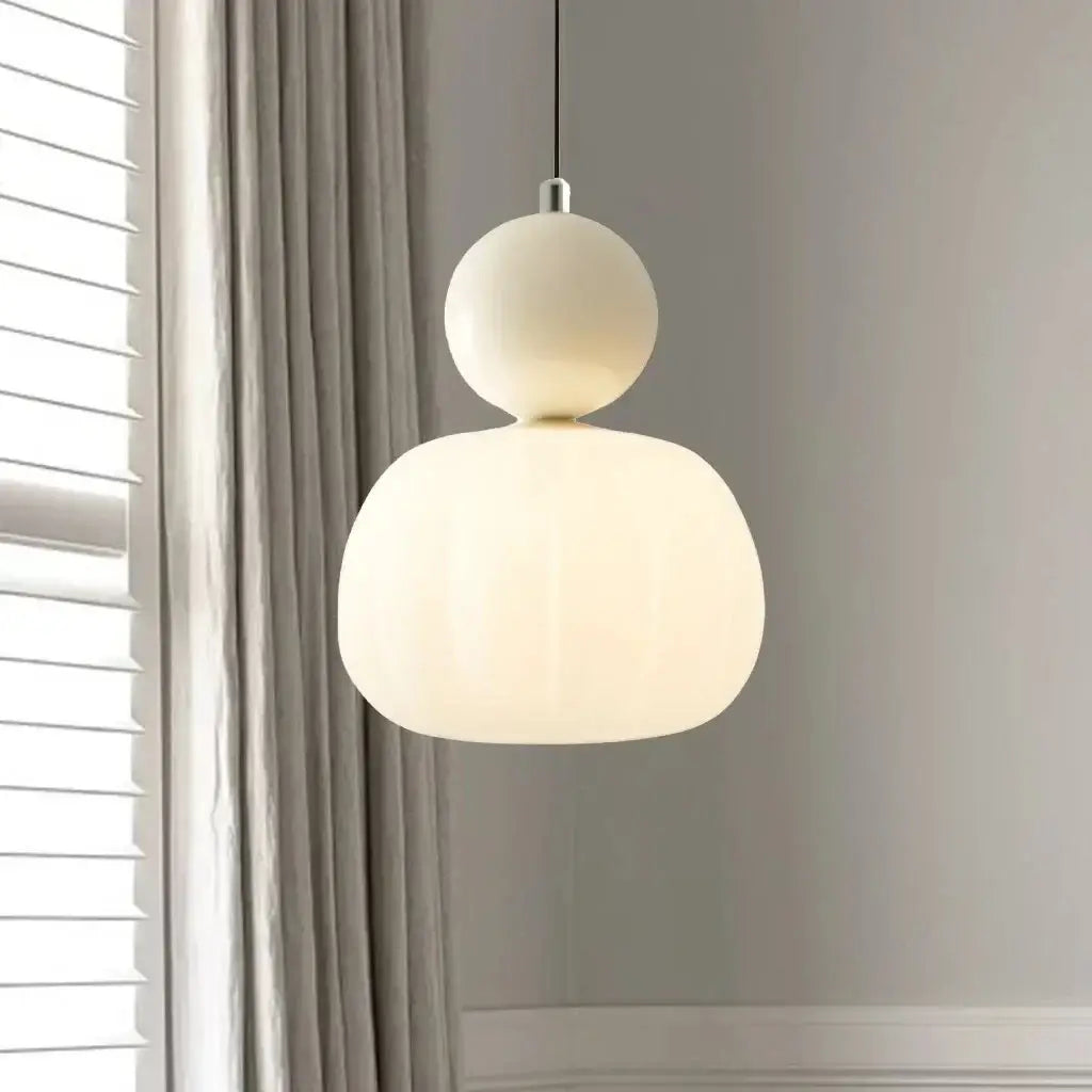 Pendant Light with Ribbed Acrylic Shade and Polished Sphere Design