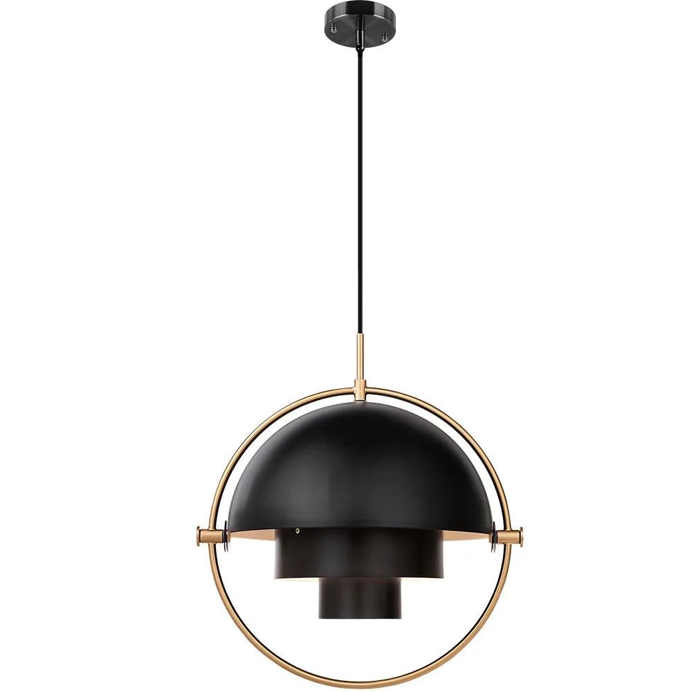 Lámpara colgante con diseño moderno de esfera y carcasa metálica ajustable