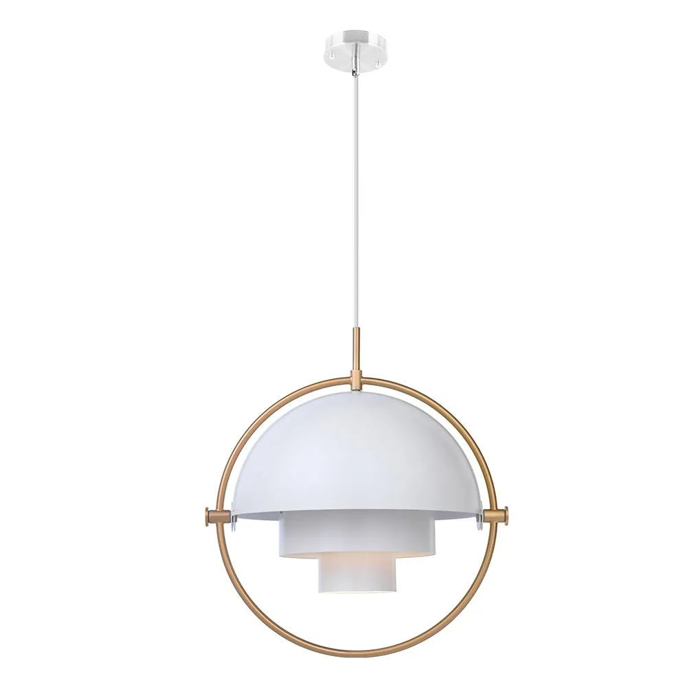 Lámpara colgante con diseño moderno de esfera y carcasa metálica ajustable