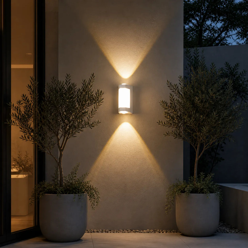 Outdoor Wall Sconce with Frosted Acrylic Diffuser and Up Down LED Illumination