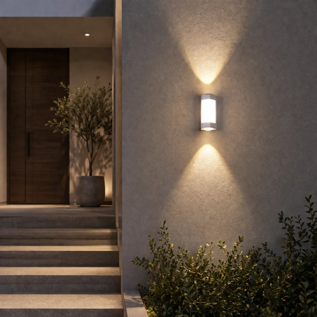 Outdoor Wall Sconce with Frosted Acrylic Diffuser and Up Down LED Illumination