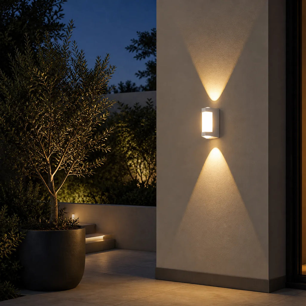 Outdoor Wall Sconce with Frosted Acrylic Diffuser and Up Down LED Illumination