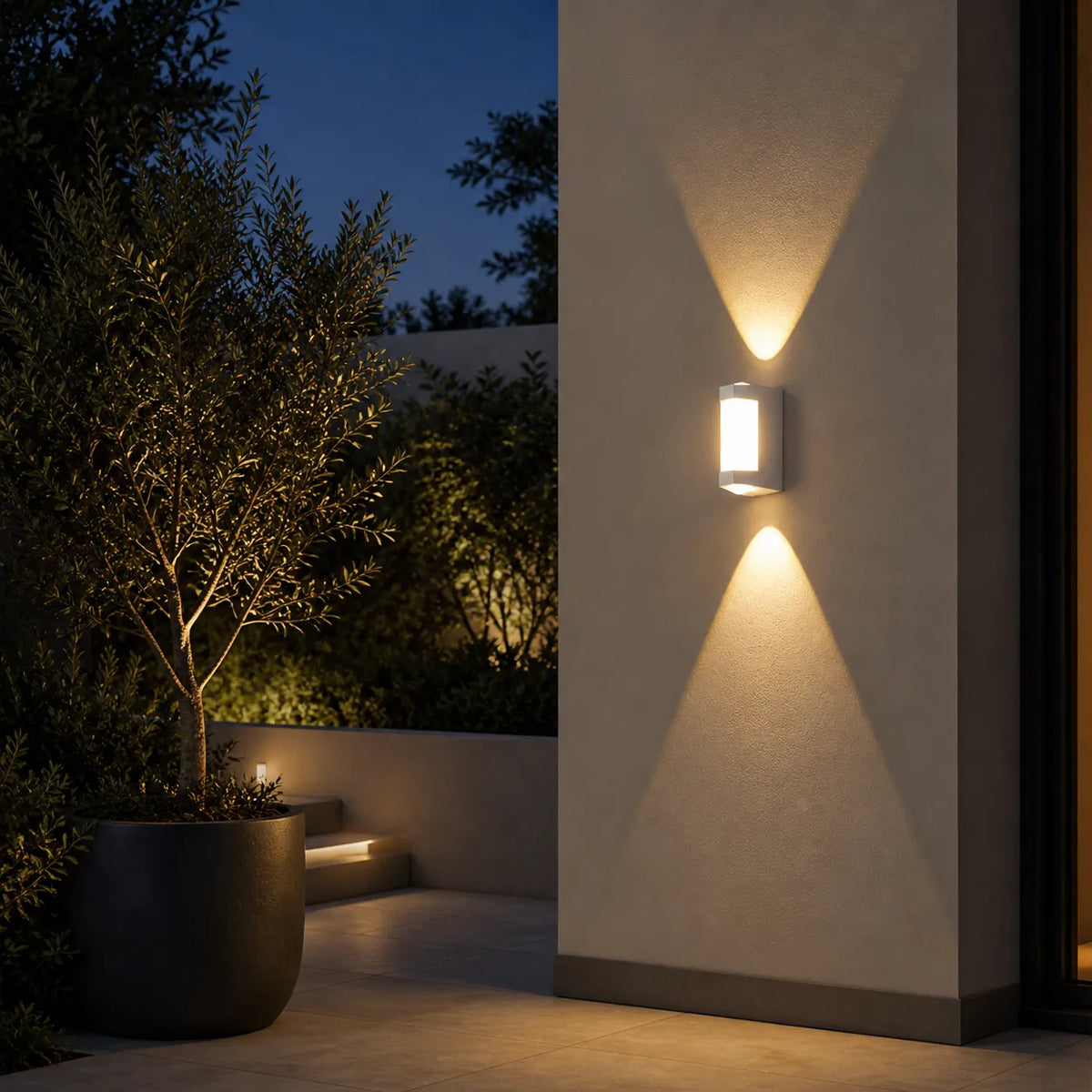 Outdoor Wall Sconce with Frosted Acrylic Diffuser and Up Down LED Illumination