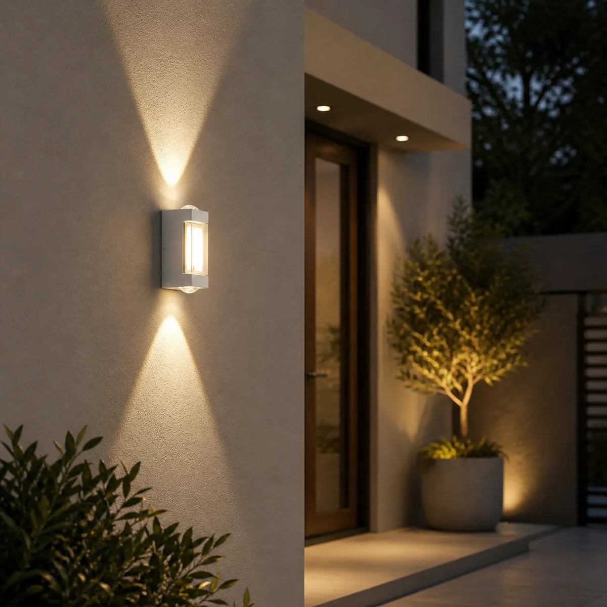 Außenwandleuchte mit mattem Acryldiffusor und LED-Beleuchtung nach oben und unten