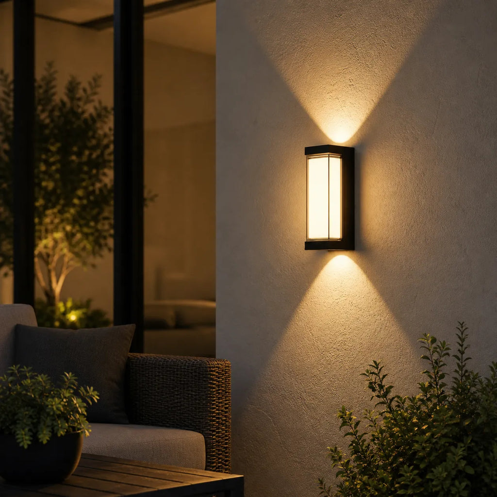 Outdoor Wall Sconce with Frosted Acrylic Diffuser and Up Down LED Illumination
