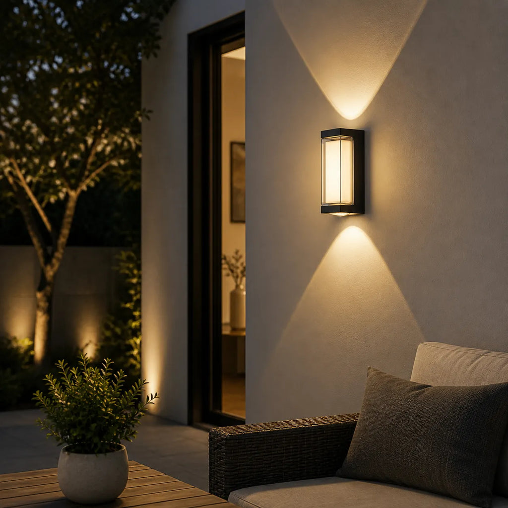 Outdoor Wall Sconce with Frosted Acrylic Diffuser and Up Down LED Illumination