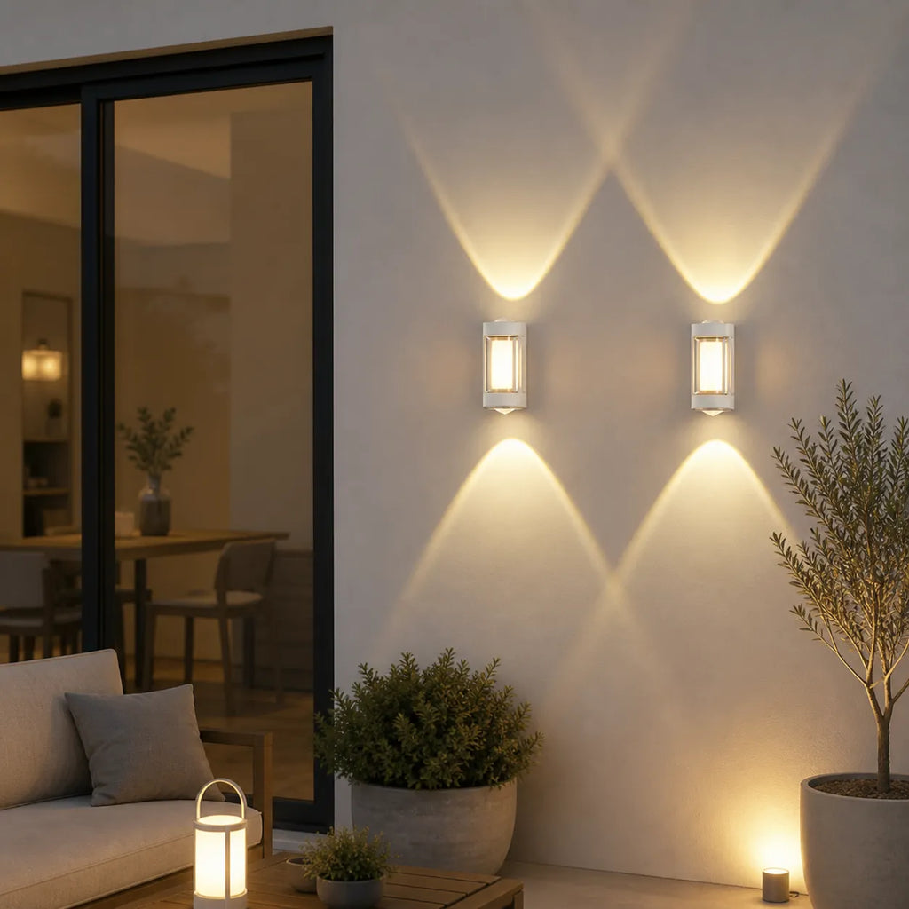 Outdoor Wall Sconce with Frosted Acrylic Diffuser and Up Down LED Illumination
