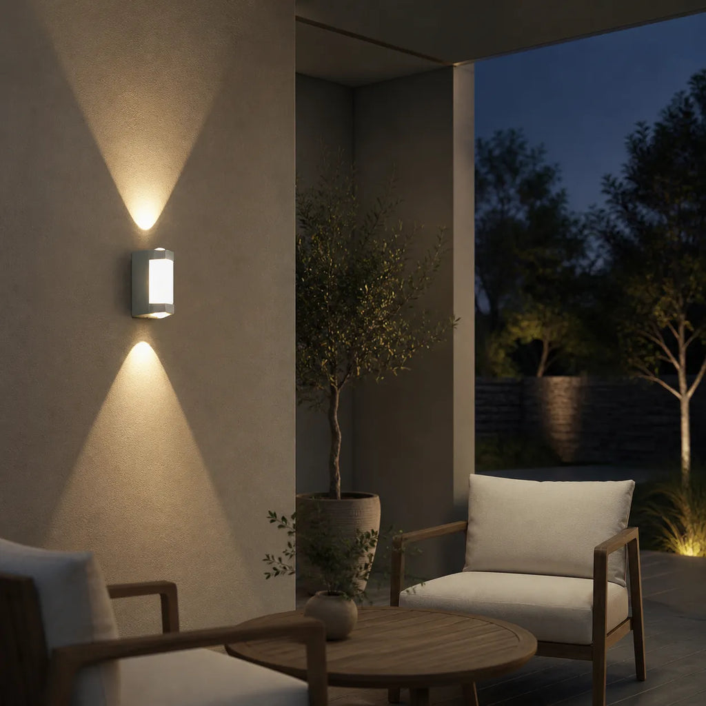 Outdoor Wall Sconce with Frosted Acrylic Diffuser and Up Down LED Illumination