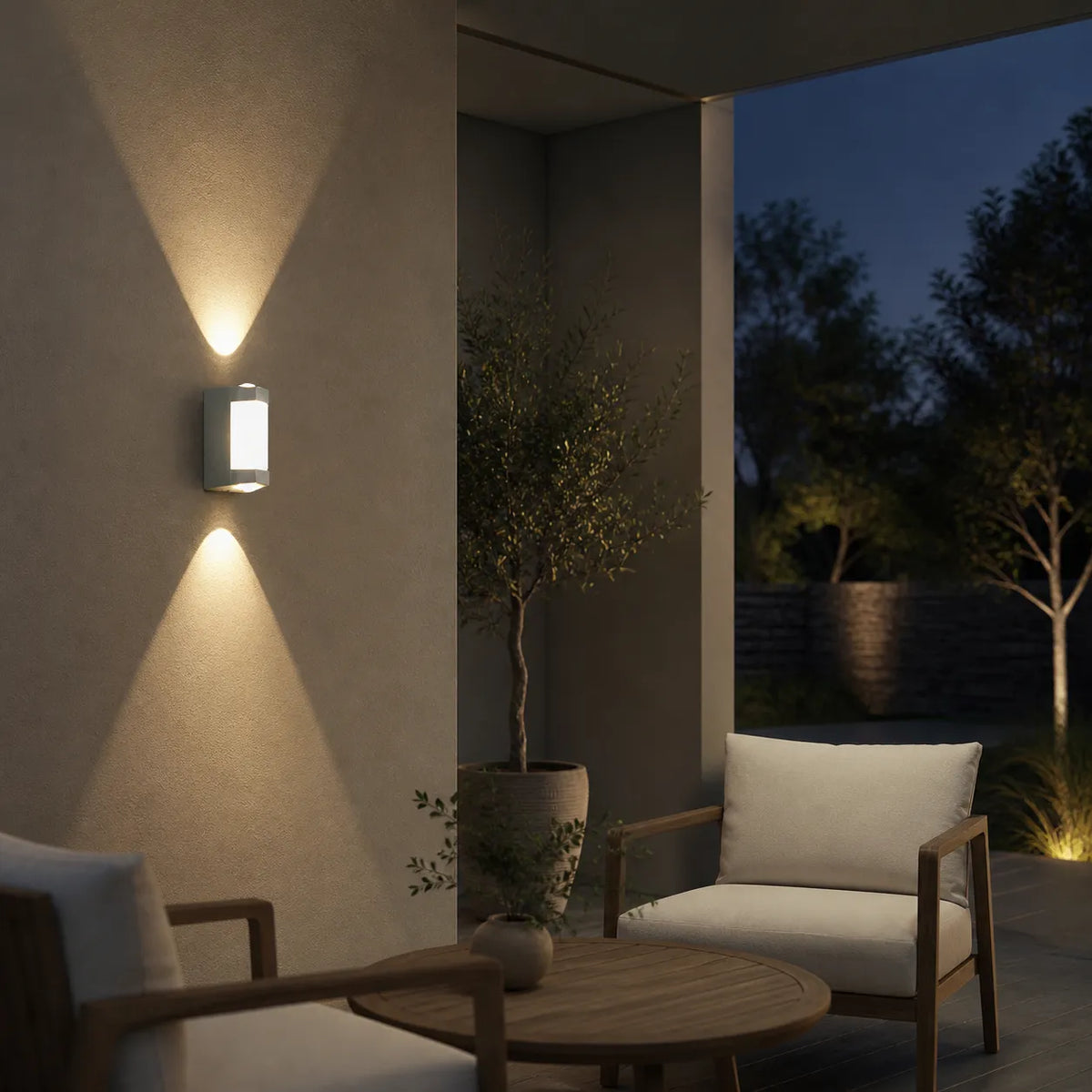 Outdoor Wall Sconce with Frosted Acrylic Diffuser and Up Down LED Illumination
