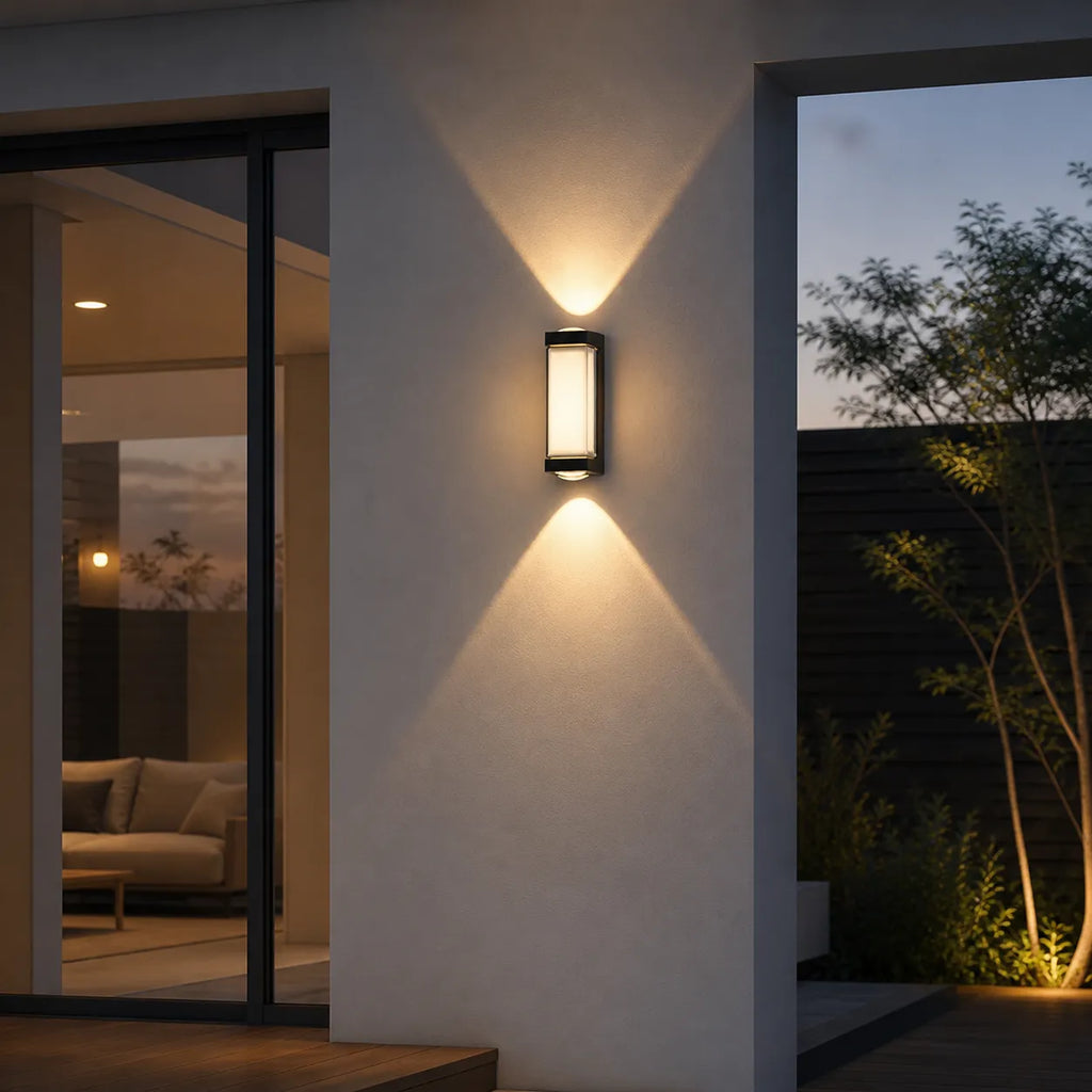 Outdoor Wall Sconce with Frosted Acrylic Diffuser and Up Down LED Illumination