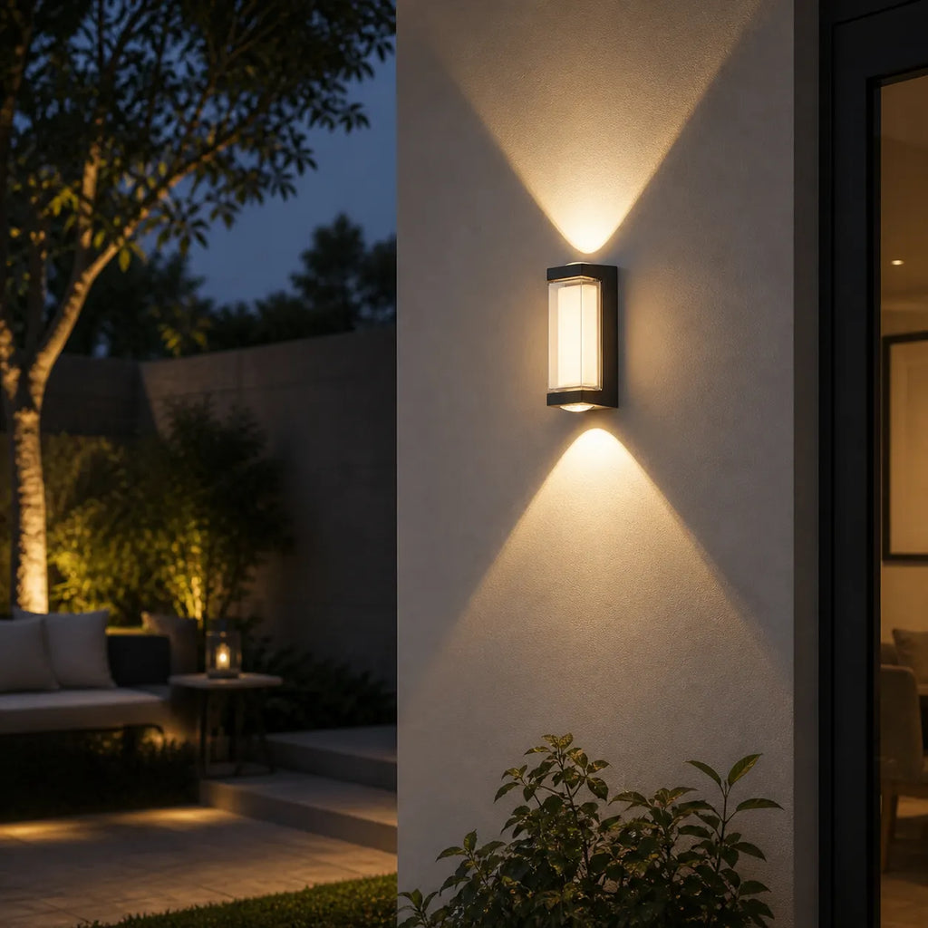 Outdoor Wall Sconce with Frosted Acrylic Diffuser and Up Down LED Illumination