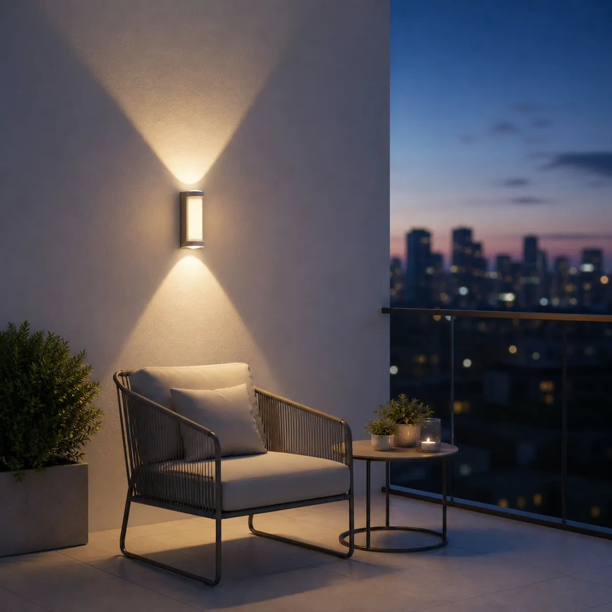 Outdoor Wall Sconce with Frosted Acrylic Diffuser and Up Down LED Illumination