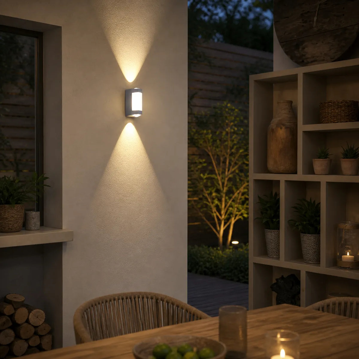 Outdoor Wall Sconce with Frosted Acrylic Diffuser and Up Down LED Illumination