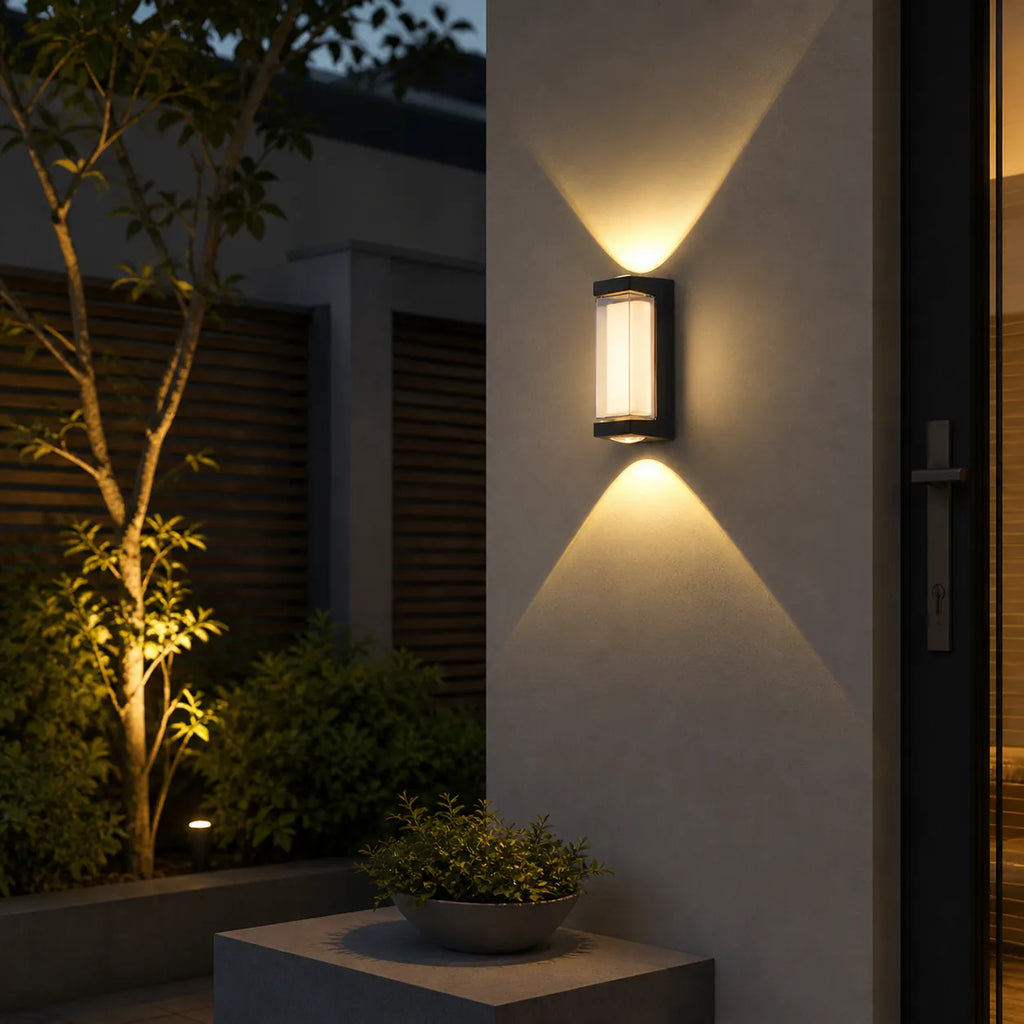 Outdoor Wall Sconce with Frosted Acrylic Diffuser and Up Down LED Illumination