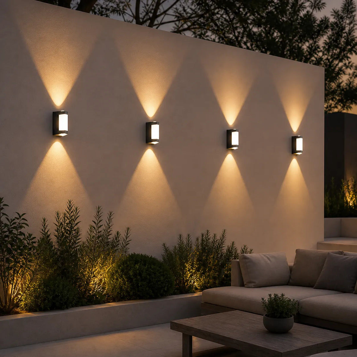 Außenwandleuchte mit mattem Acryldiffusor und LED-Beleuchtung nach oben und unten