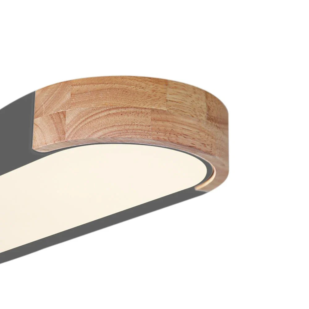 Plafonnier LED avec détail ovale en bois