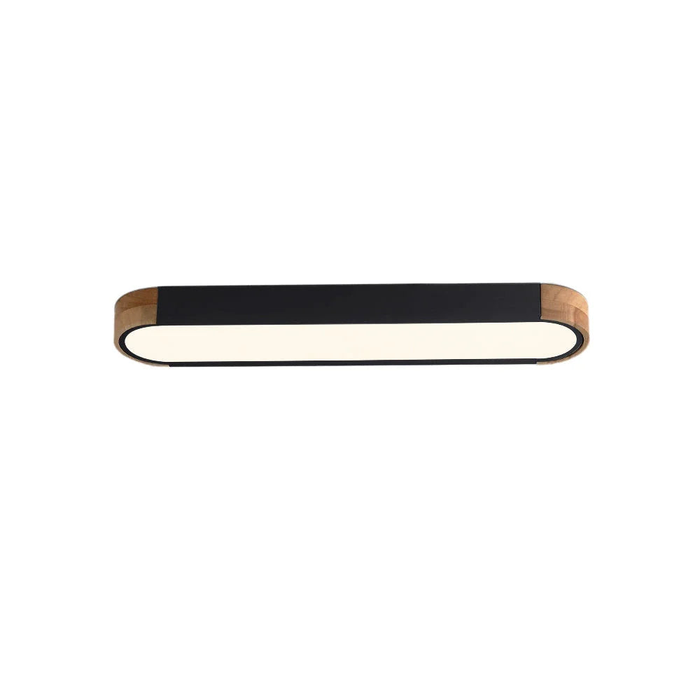 Plafonnier LED avec détail ovale en bois