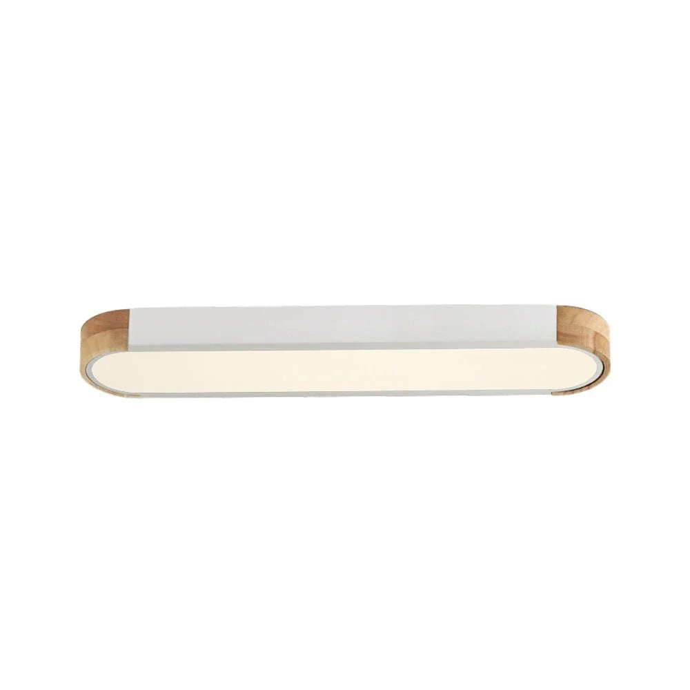 Plafonnier LED avec détail ovale en bois