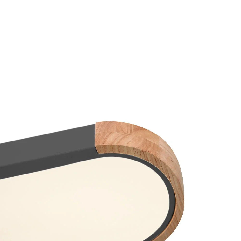 Plafonnier LED avec détail ovale en bois